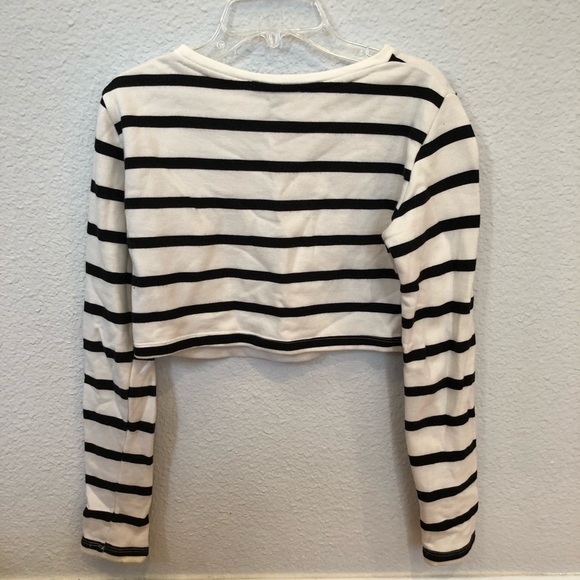Size Small Black & White Striped Crop Sweater - Picture 3 of 3